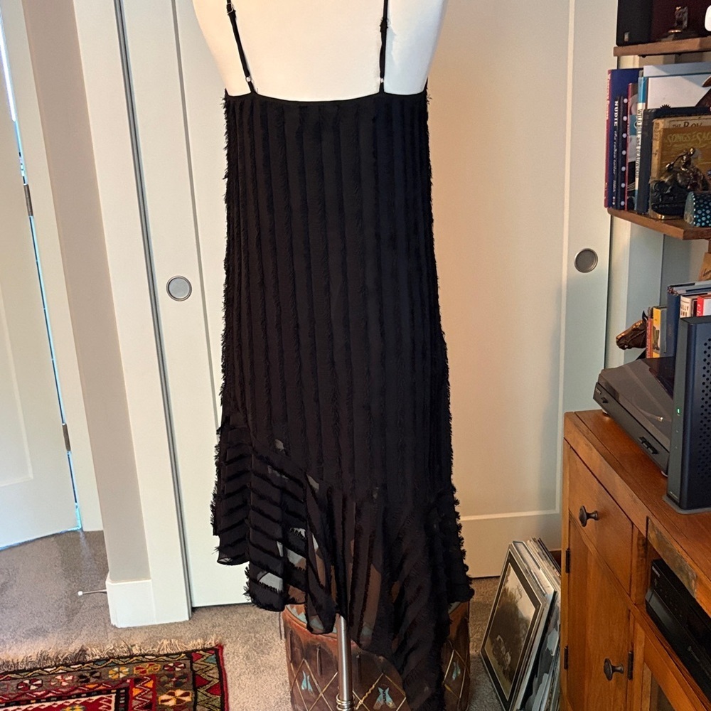Anthropologie Black mini dress with texture and asymmetrical hen.Textured Skirt - Picture 8 of 12